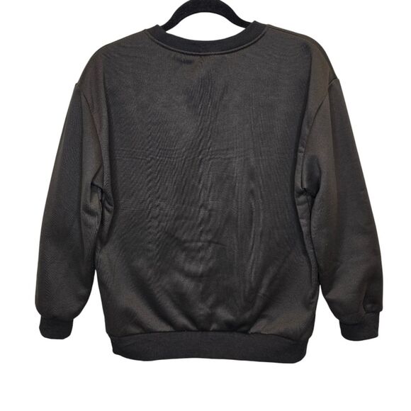 Halloween Medium Dancing Pumpkin Skeleton Black Crewneck Pullover Sweater - Picture 6 of 13